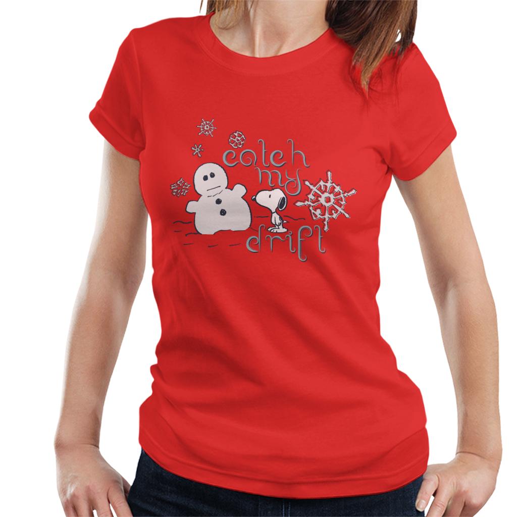 Peanuts Christmas Snoopy Catch My Drift Women's T-Shirt-ALL + EVERY