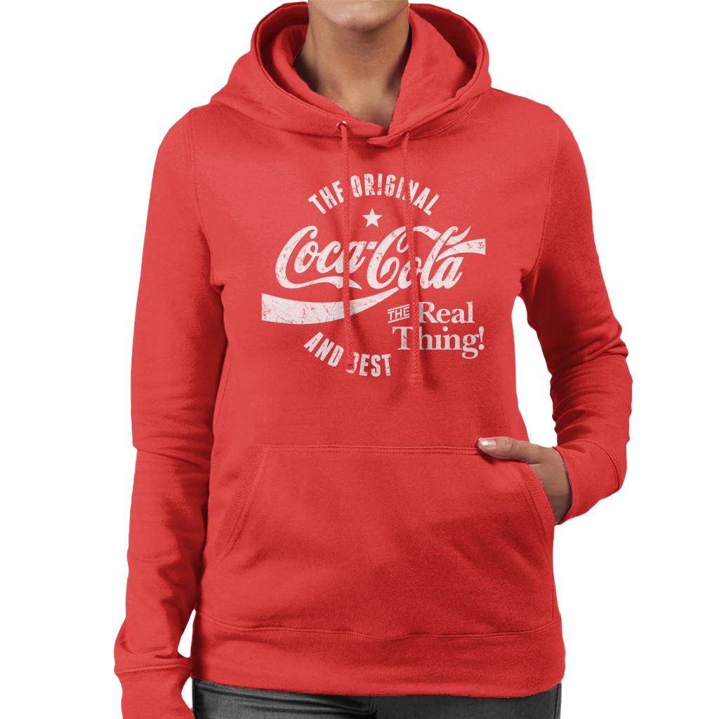 Coca Cola The Original And The Best White Logo Women's Hooded Sweatshirt-ALL + EVERY