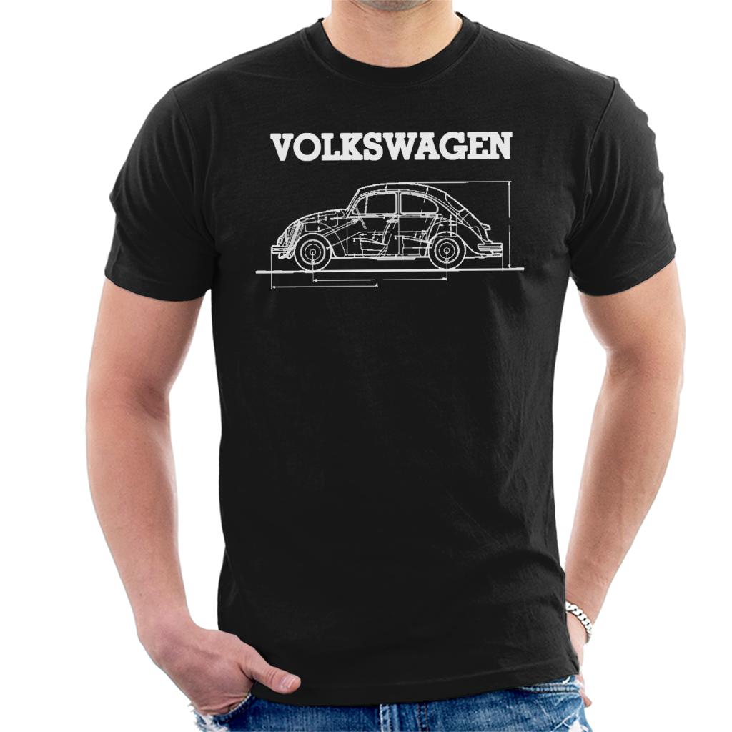 Official Volkswagen Beetle White Technical Diagram Men's T-Shirt