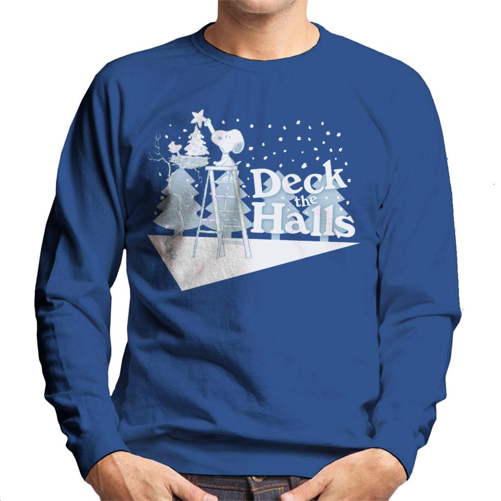 Peanuts Christmas Snoopy Deck The Halls Men's Sweatshirt-ALL + EVERY