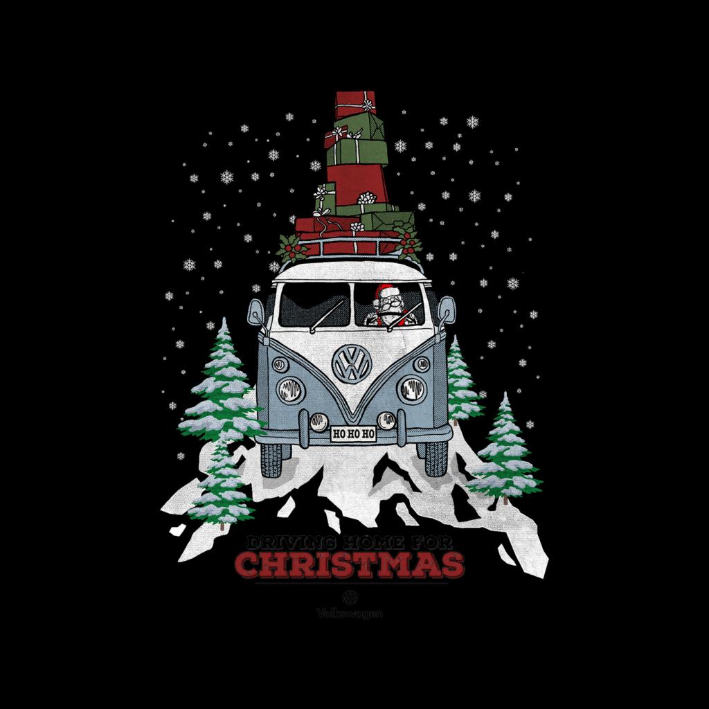 Official Volkswagen Christmas Camper Black Text Men's T-Shirt-ALL + EVERY