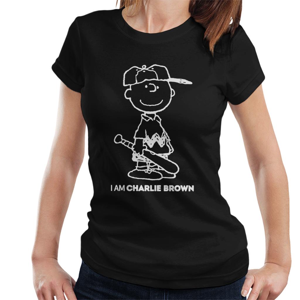 Peanuts I Am Charlie Brown White Text Women's T-Shirt-ALL + EVERY