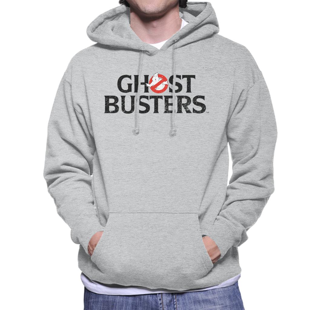 Ghostbusters Faded Black Text Logo Men's Hooded Sweatshirt-ALL + EVERY