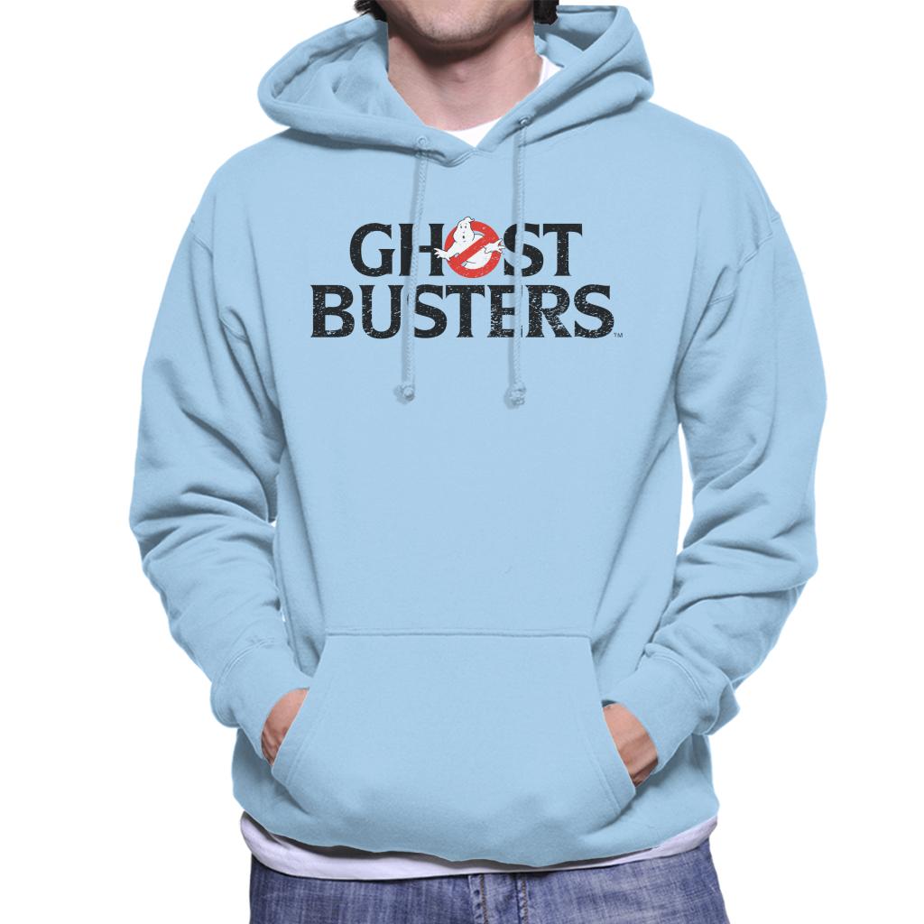 Ghostbusters Faded Black Text Logo Men's Hooded Sweatshirt-ALL + EVERY