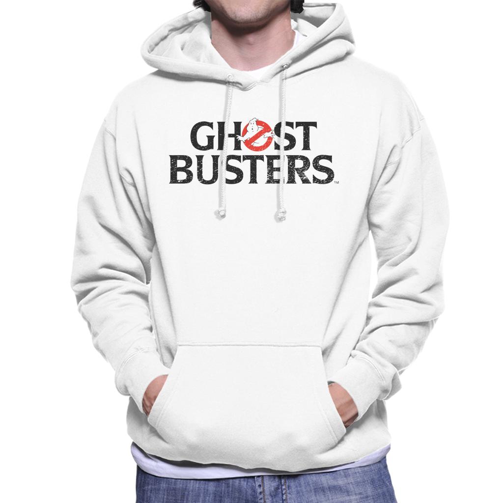 Ghostbusters Faded Black Text Logo Men's Hooded Sweatshirt-ALL + EVERY