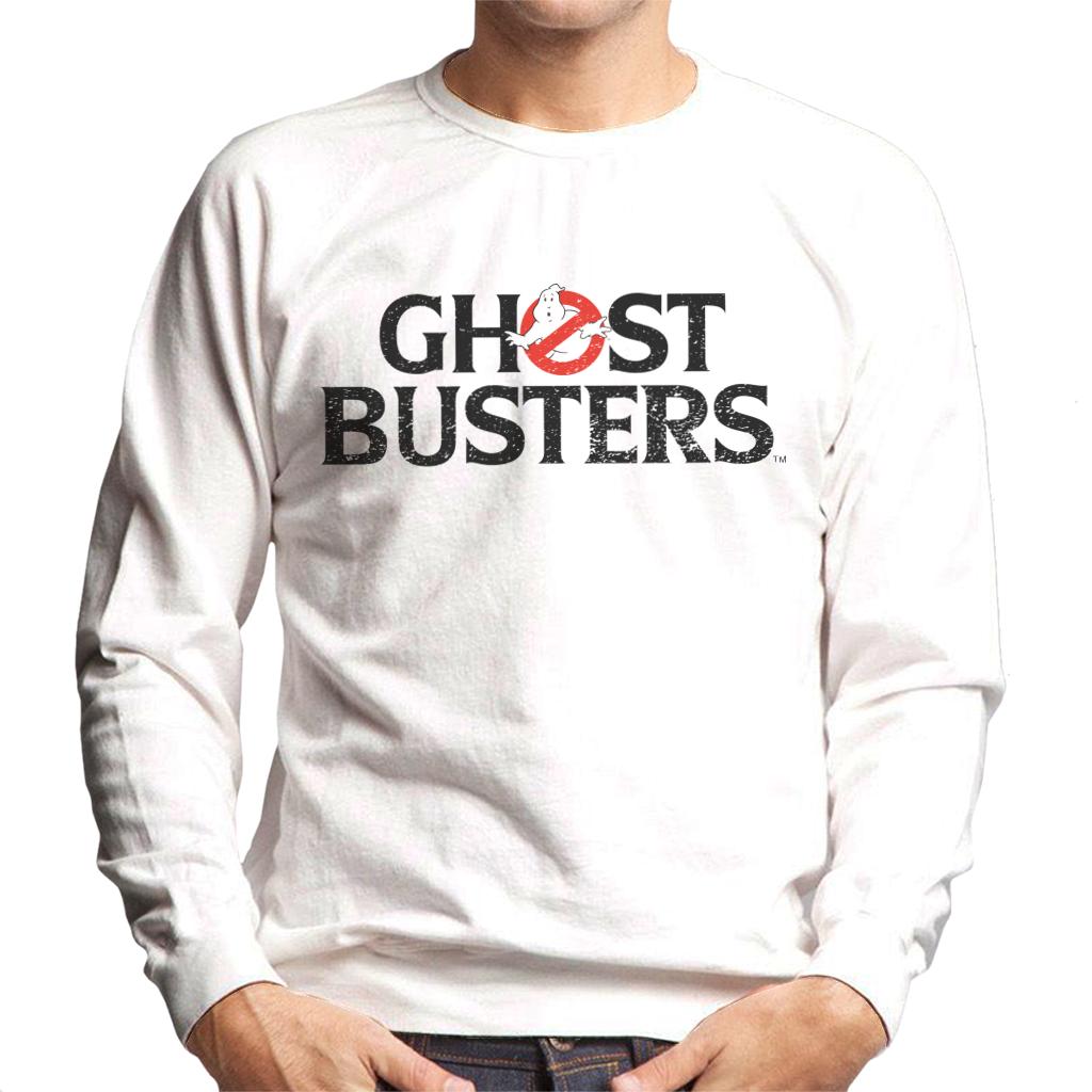 Ghostbusters Faded Black Text Logo Men's Sweatshirt-ALL + EVERY