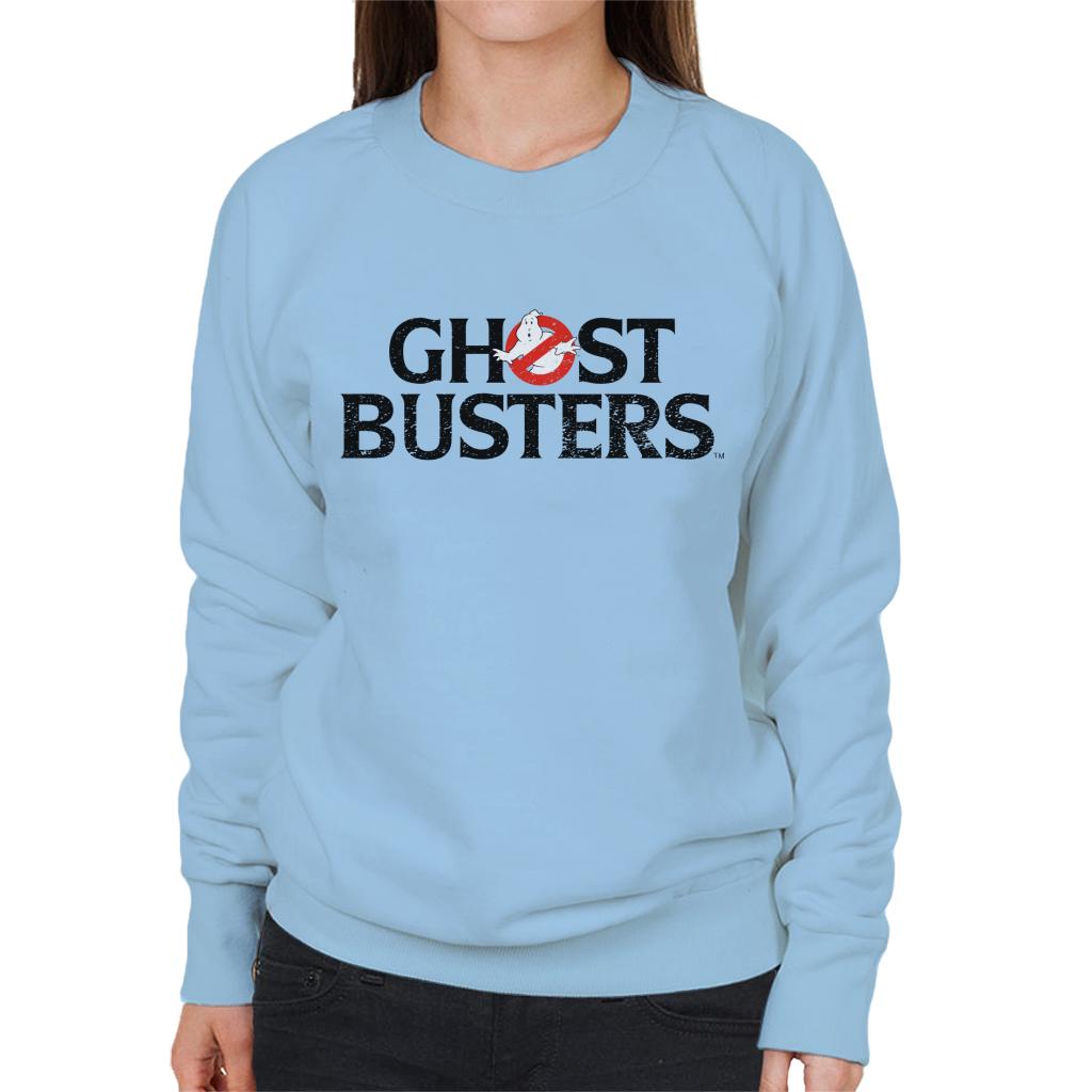 Ghostbusters Faded Black Text Logo Women's Sweatshirt-ALL + EVERY