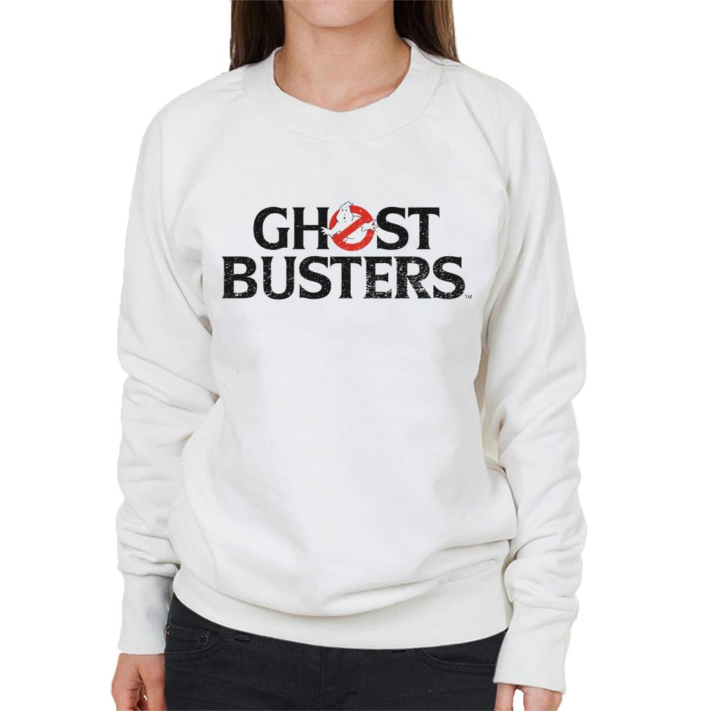 Ghostbusters Faded Black Text Logo Women's Sweatshirt-ALL + EVERY