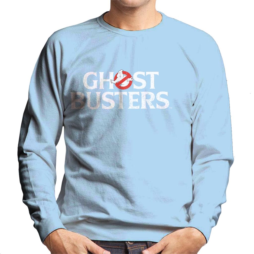 Ghostbusters Faded White Text Logo Men's Sweatshirt-ALL + EVERY