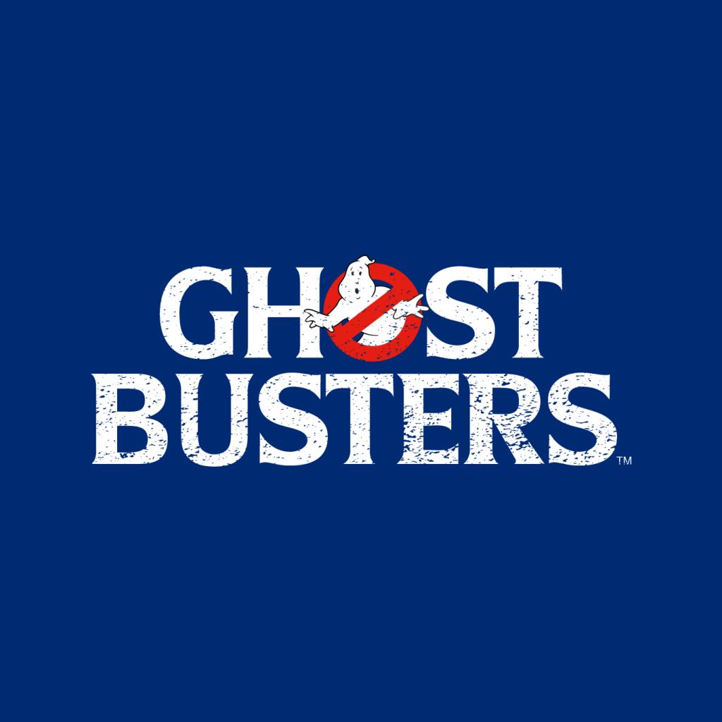 Ghostbusters Faded White Text Logo Men's T-Shirt-ALL + EVERY