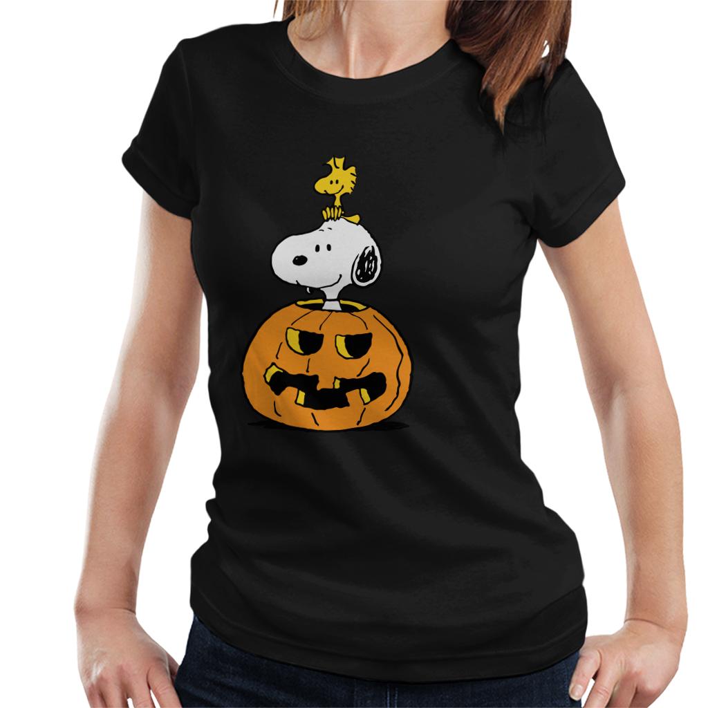 Peanuts-Halloween-Snoopy-And-Woodstock-Womens-T-Shirt