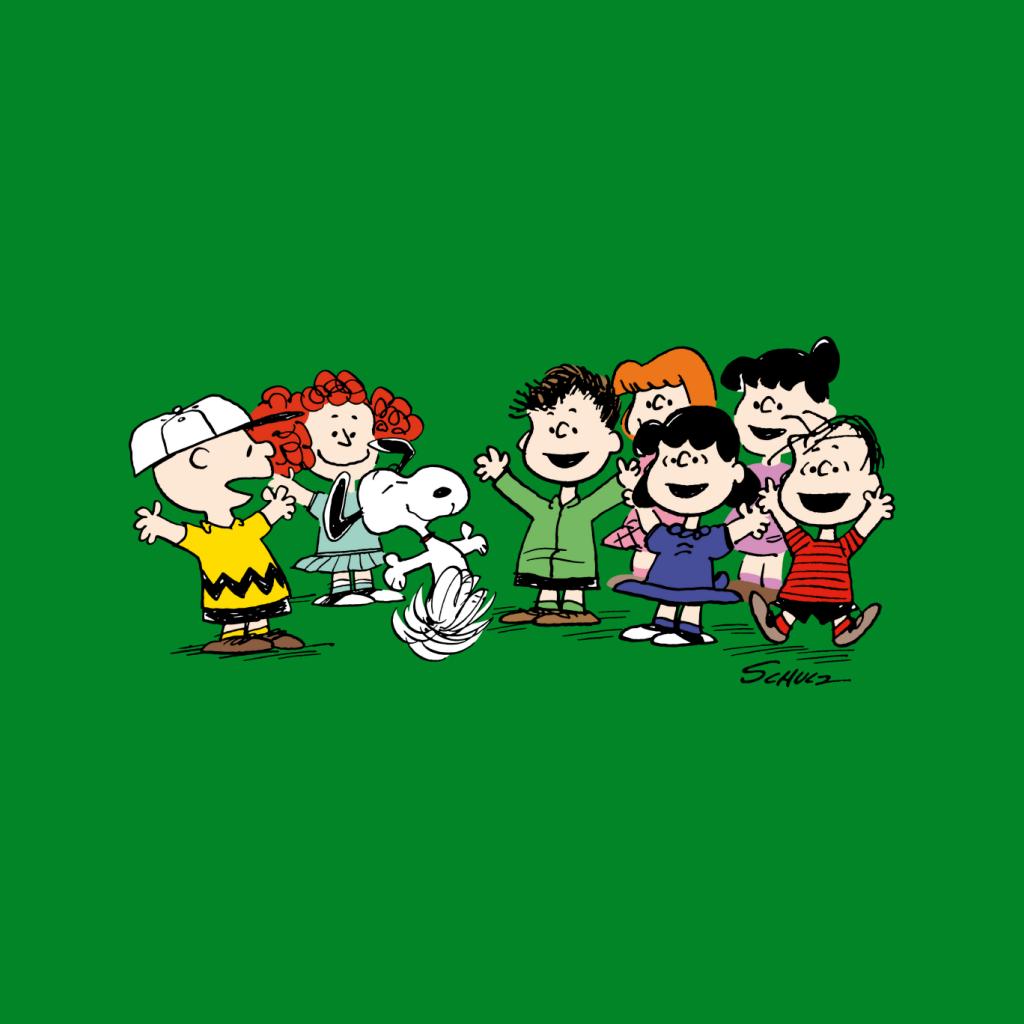 Peanuts Group Cheer Women's T-Shirt-ALL + EVERY