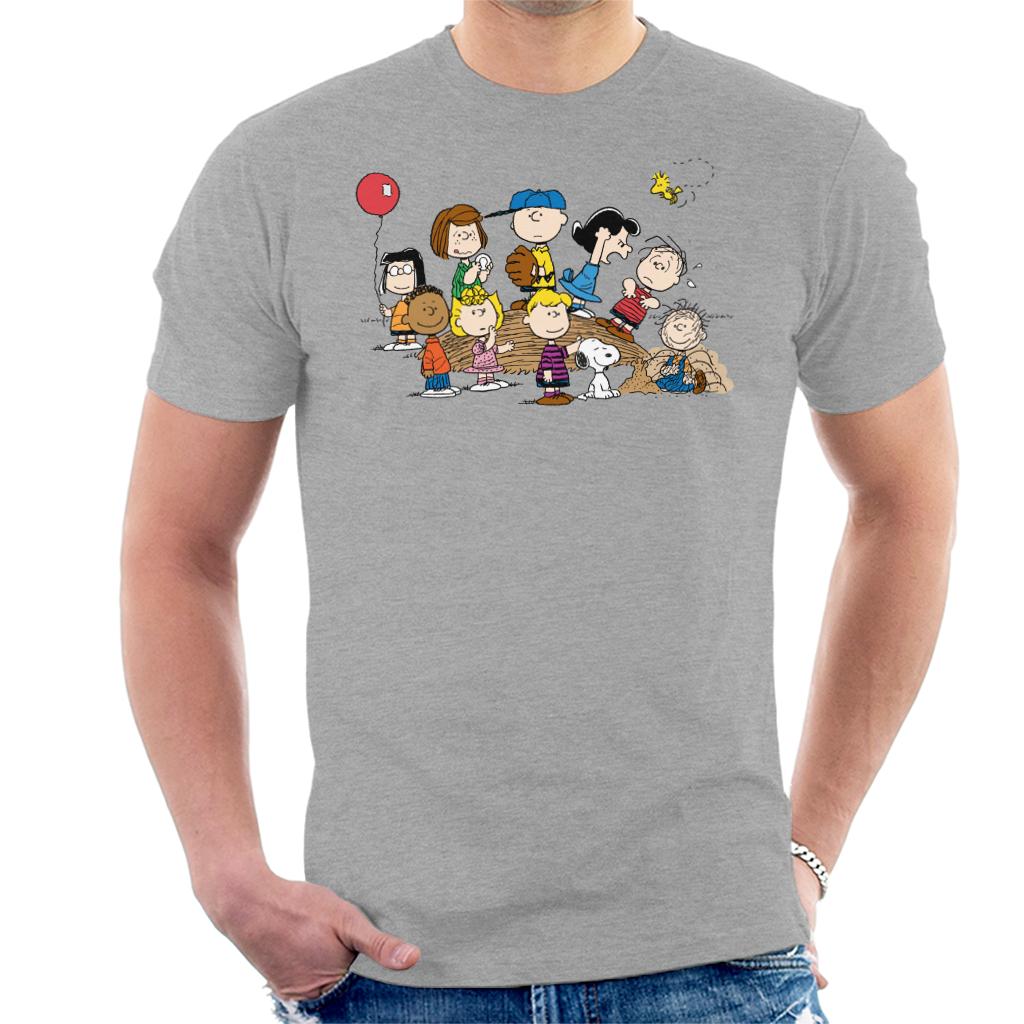 Peanuts Baseball Group Men's T-Shirt-ALL + EVERY