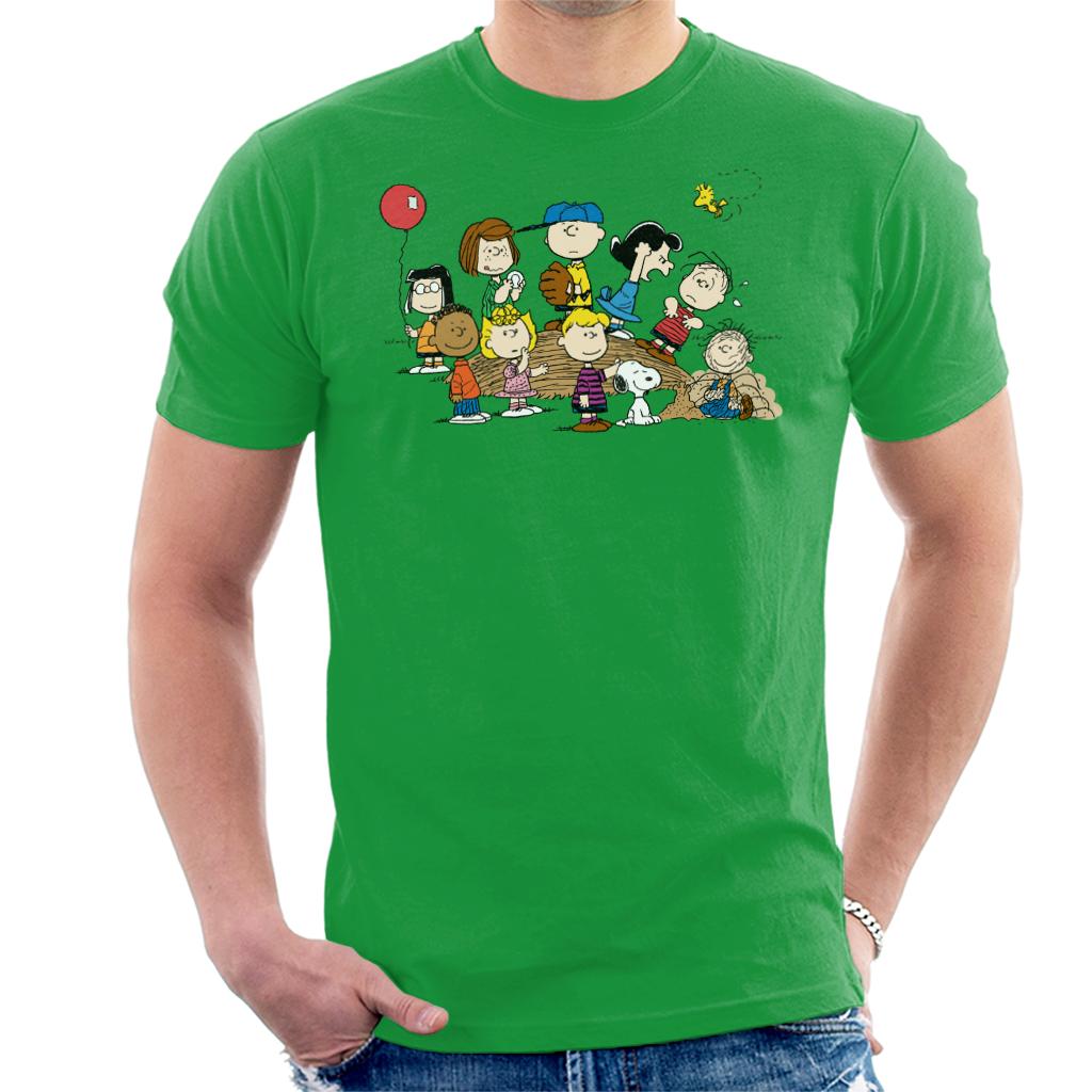 Peanuts Baseball Group Men's T-Shirt-ALL + EVERY