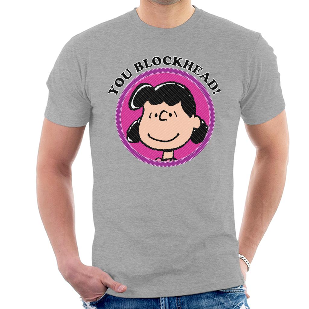 Peanuts You Blockhead Lucy Badge Men's T-Shirt-ALL + EVERY