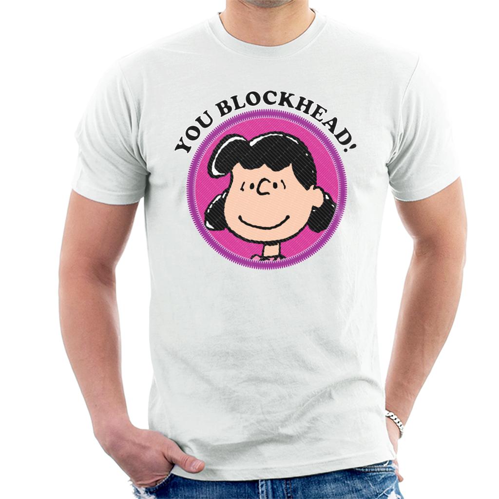 Peanuts You Blockhead Lucy Badge Men's T-Shirt-ALL + EVERY