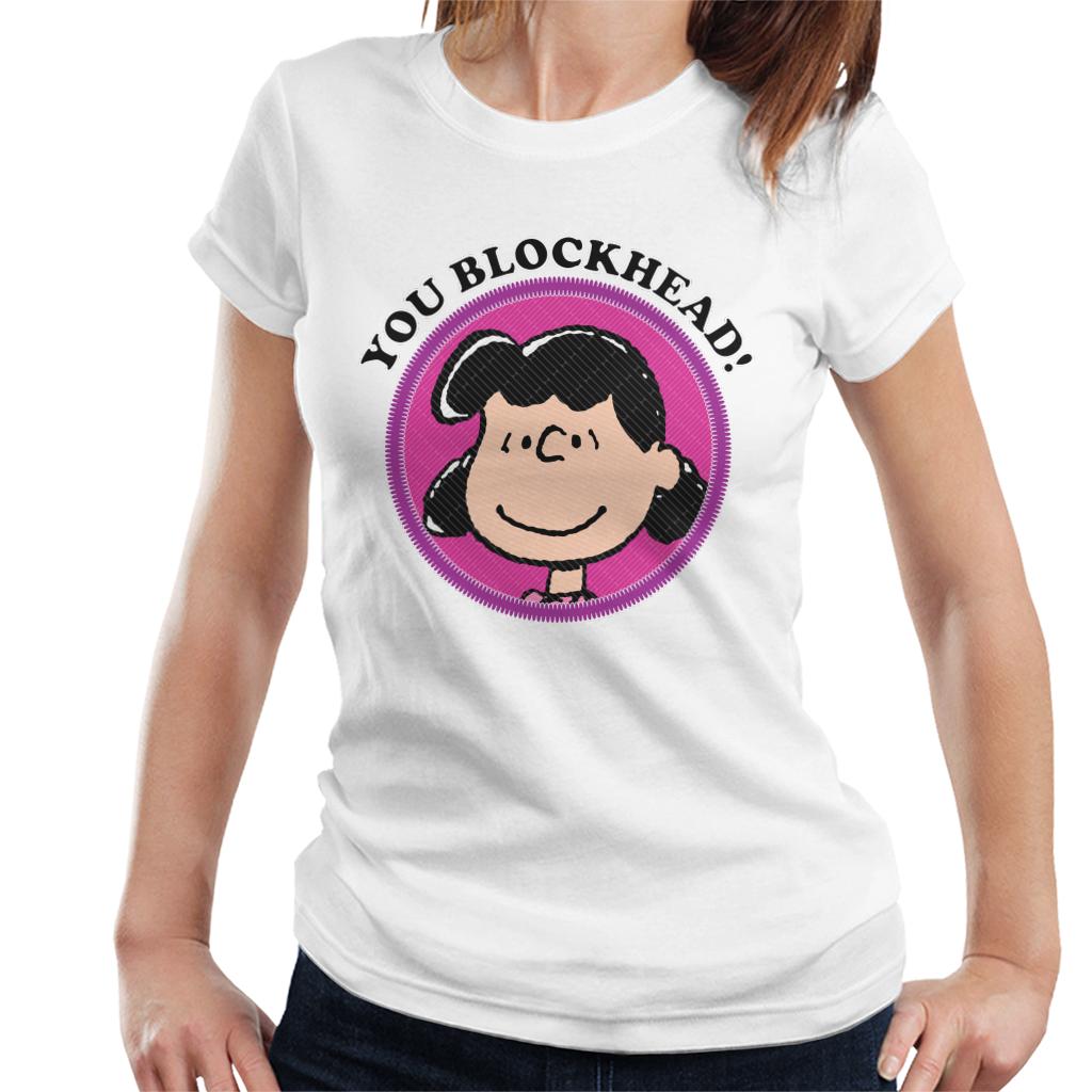 Peanuts You Blockhead Lucy Badge Women's T-Shirt-ALL + EVERY