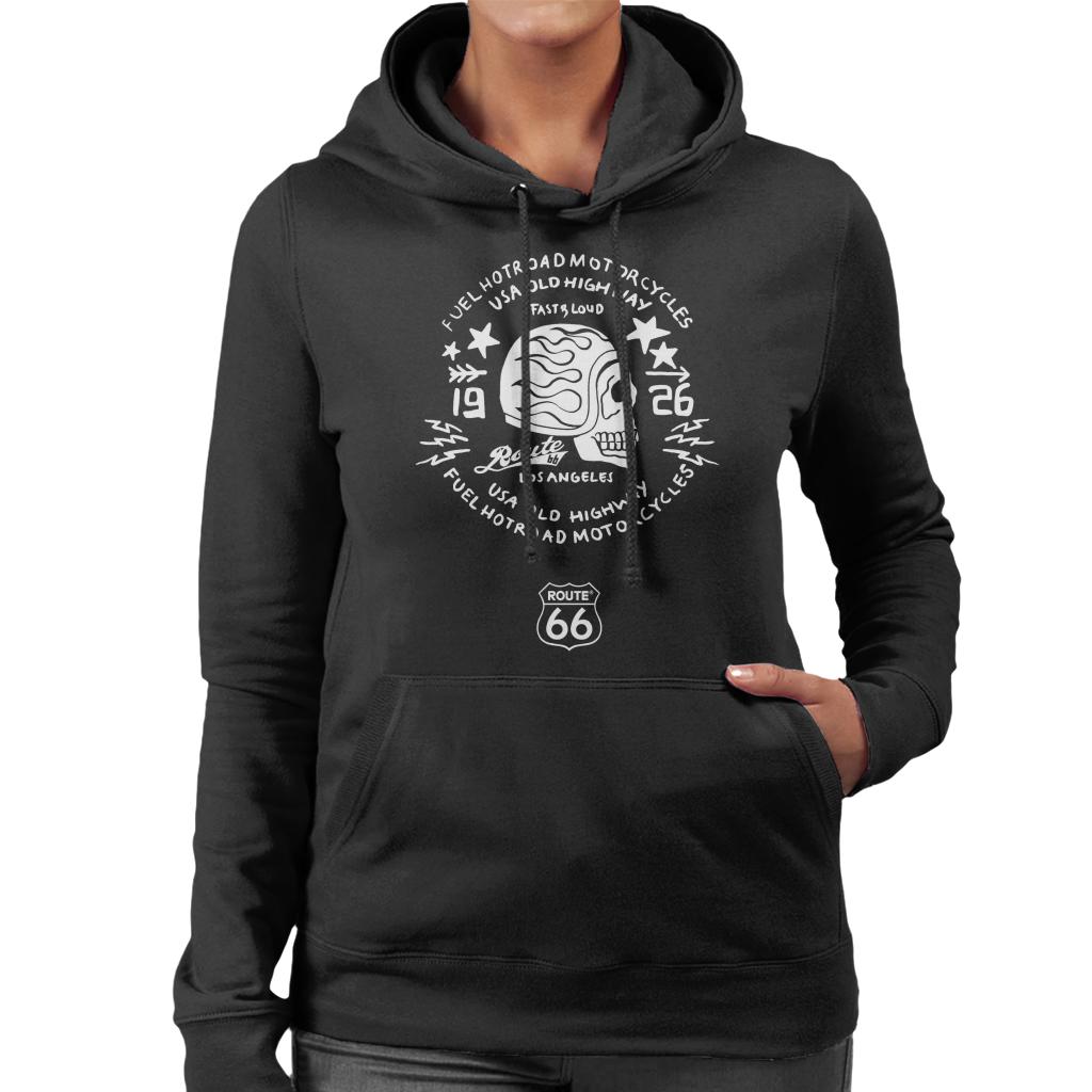 Route-66-USA-Old-Highway-Motorcycles-Womens-Hooded-Sweatshirt