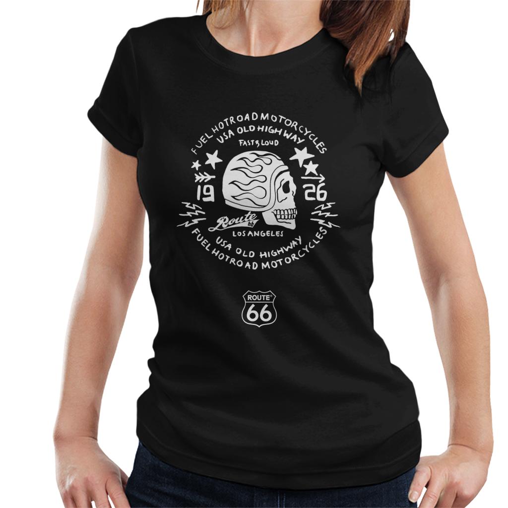 Route-66-USA-Old-Highway-Motorcycles-Womens-T-Shirt