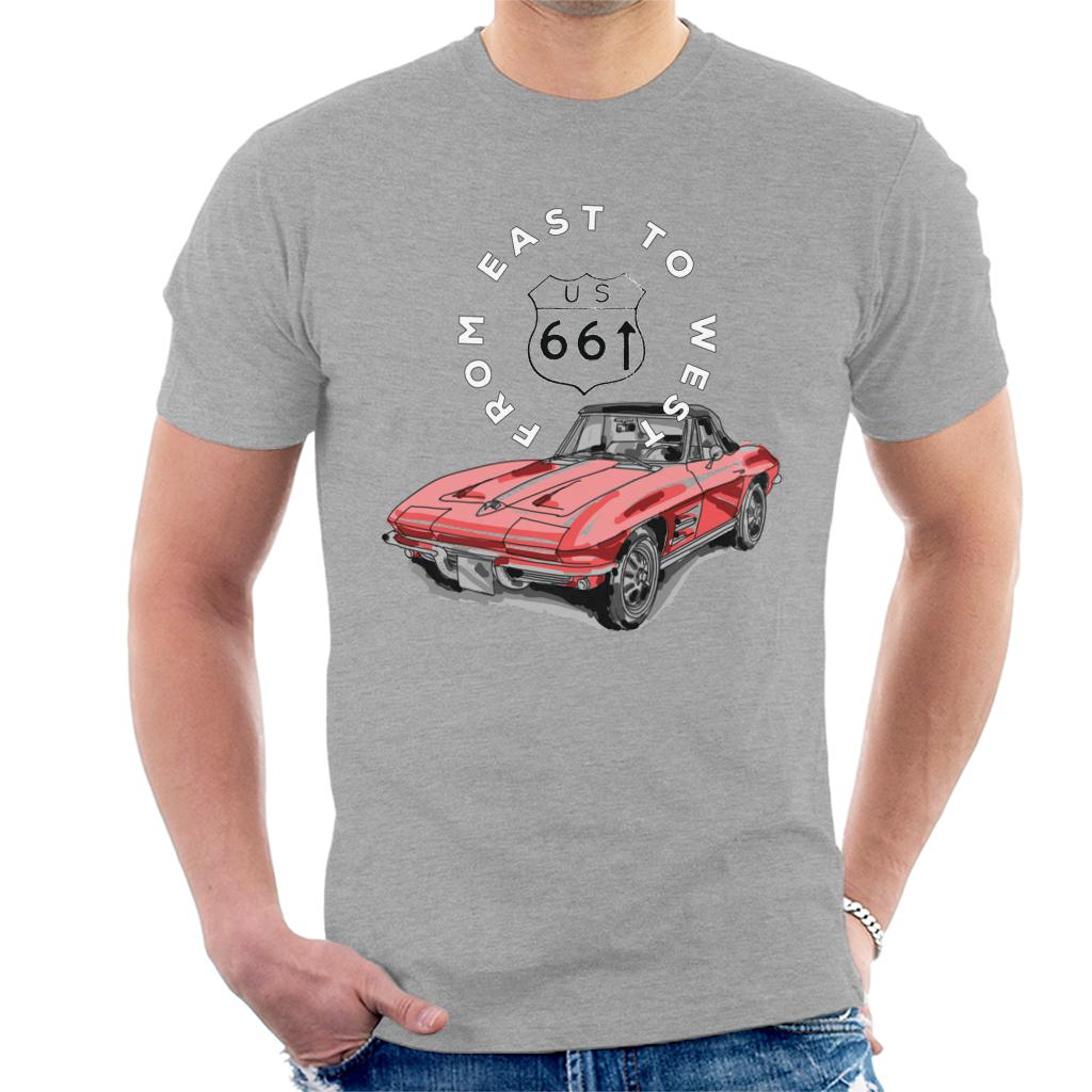 Route-66-From-East-To-West-Car-Mens-T-Shirt