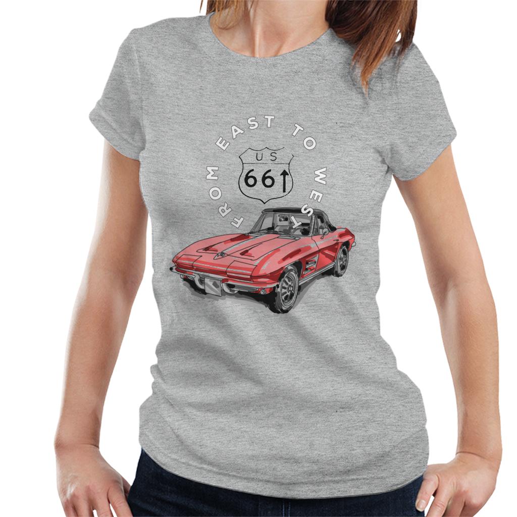 Route-66-From-East-To-West-Car-Womens-T-Shirt