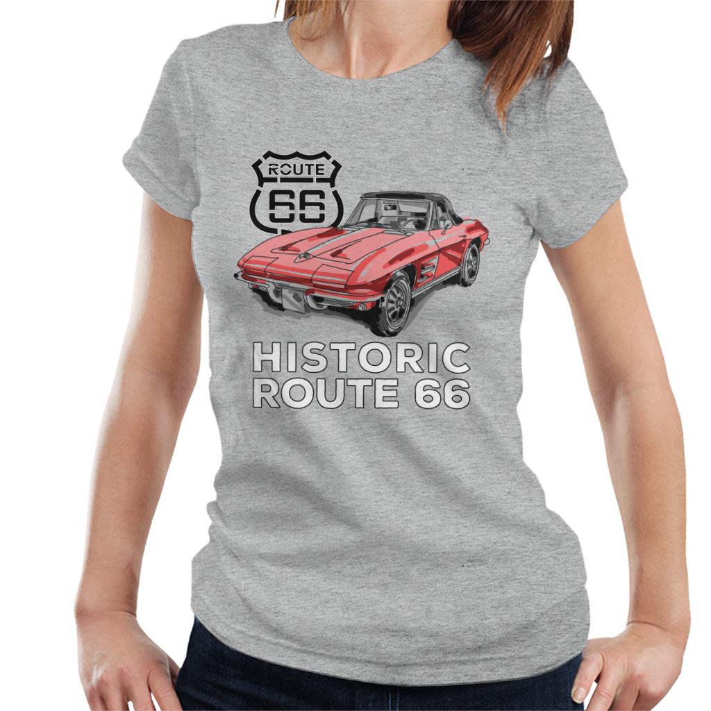 Route-66-Historic-Sports-Car-Womens-T-Shirt