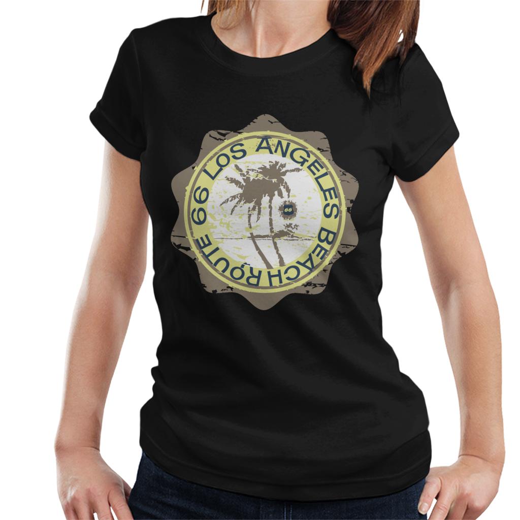 Route-66-Los-Angeles-Beach-Womens-T-Shirt