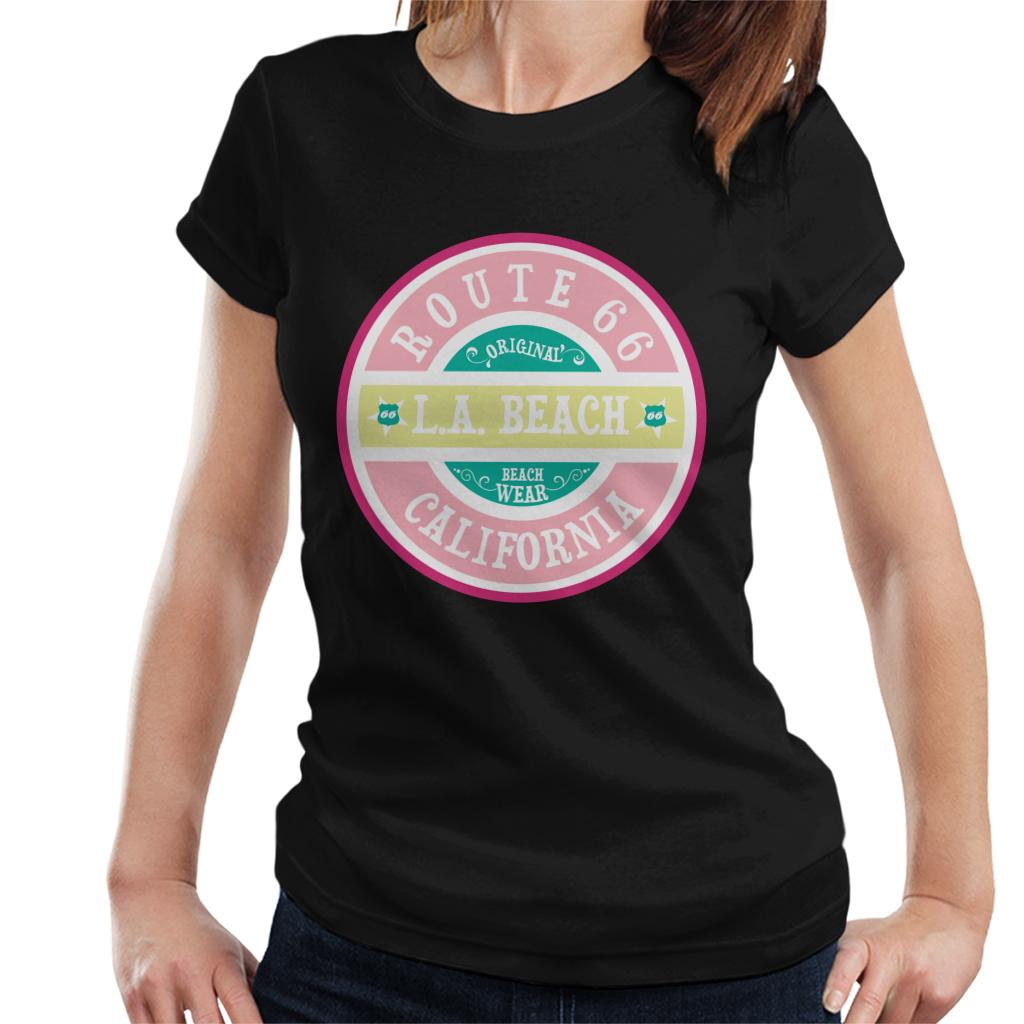 Route-66-Original-Pink-Beach-Wear-Womens-T-Shirt