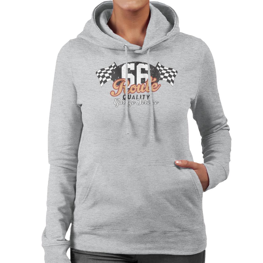 Route-66-Garage-Services-Racing-Flag-Womens-Hooded-Sweatshirt