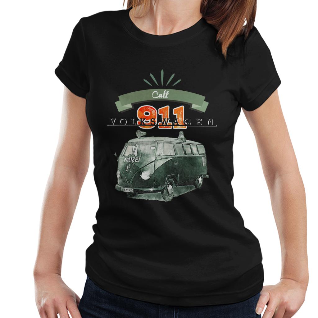 Volkswagen-Call-911-Polizei-Camper-Womens-T-Shirt