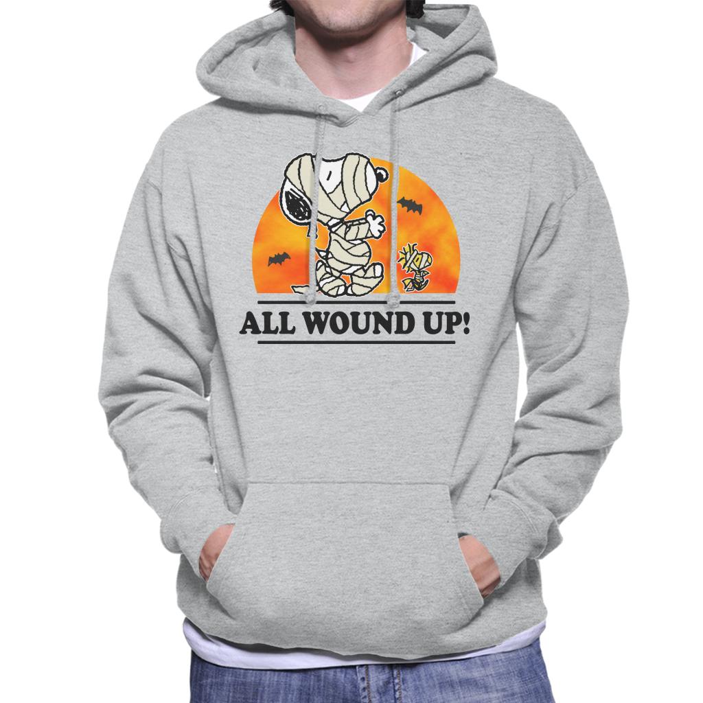 Peanuts-All-Wound-Up-Halloween-Mummies-Mens-Hooded-Sweatshirt