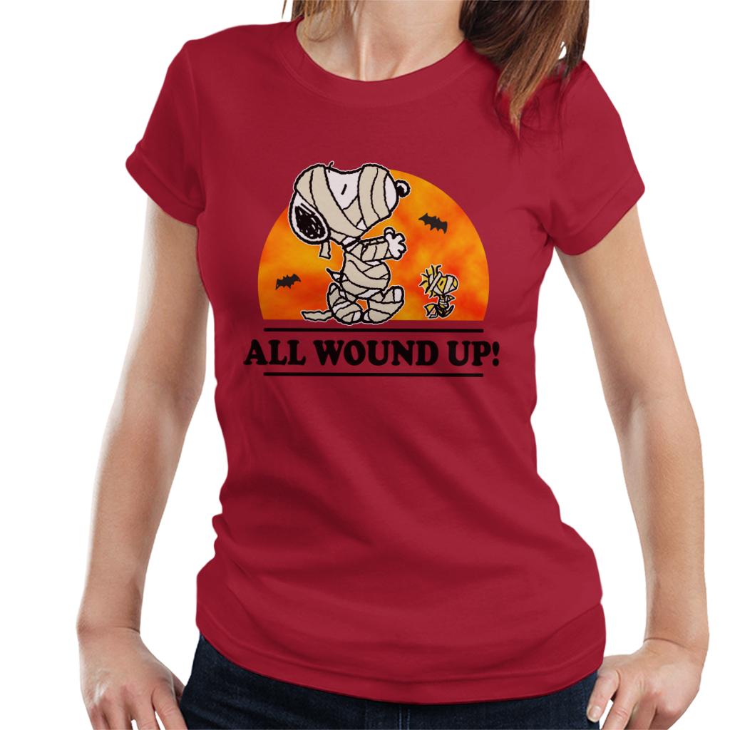 Peanuts All Wound Up Halloween Mummies Women's T-Shirt-ALL + EVERY