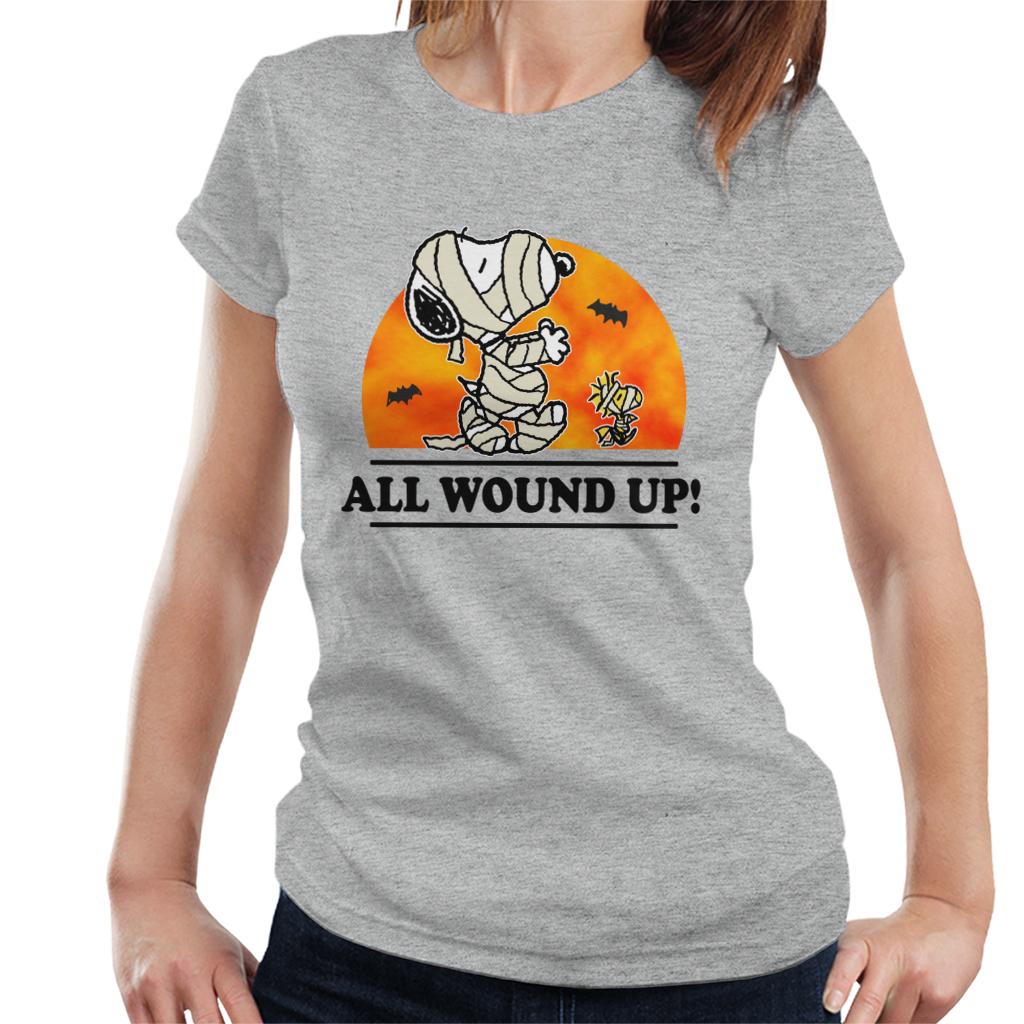 Peanuts All Wound Up Halloween Mummies Women's T-Shirt-ALL + EVERY