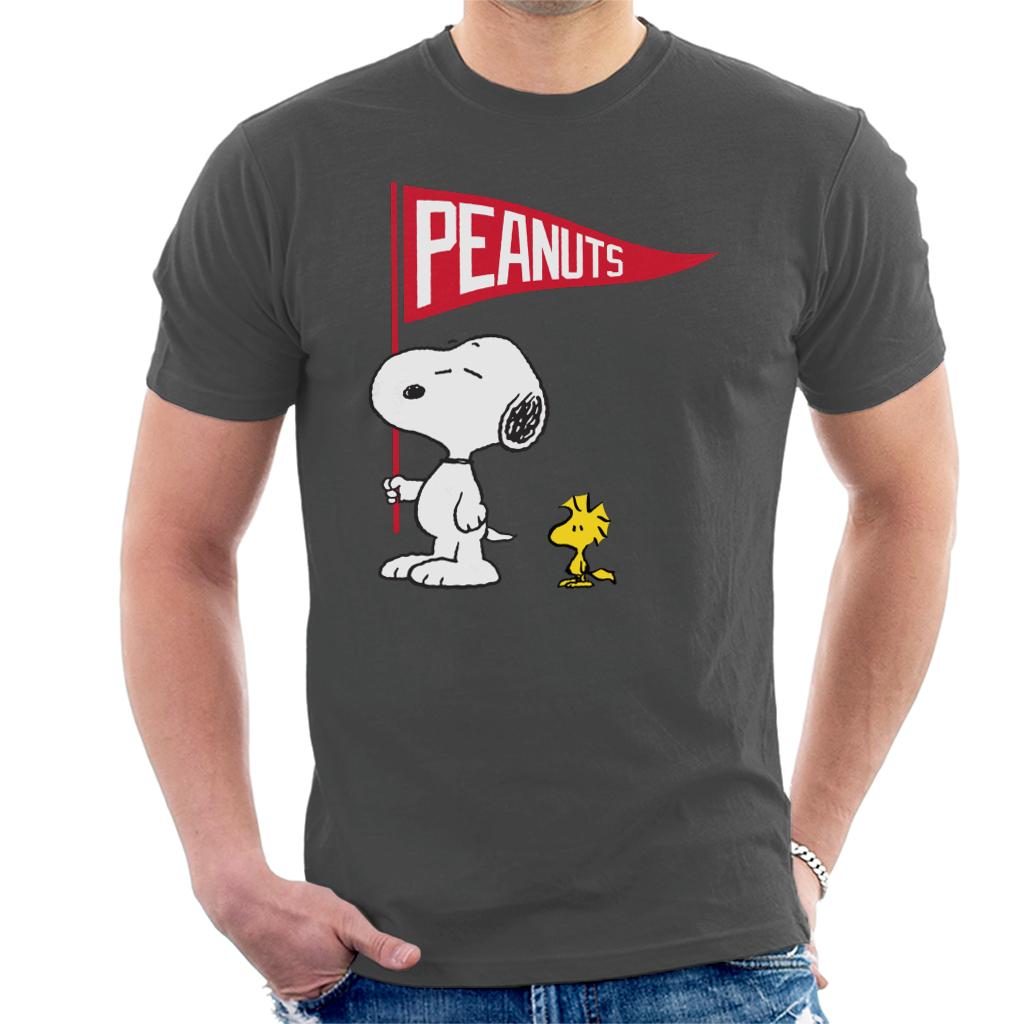 Peanuts-Snoopy-&-Woodstock-Flag-Mens-T-Shirt