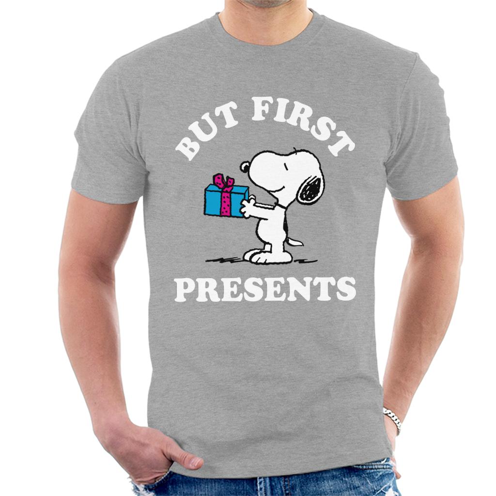 Peanuts-Christmas-But-First-Presents-Snoopy-Mens-T-Shirt