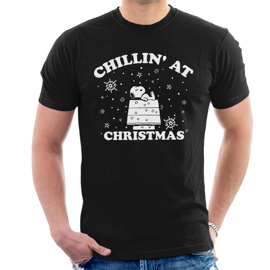 Peanuts-Chillin-At-Christmas-Snoopy-Mens-T-Shirt