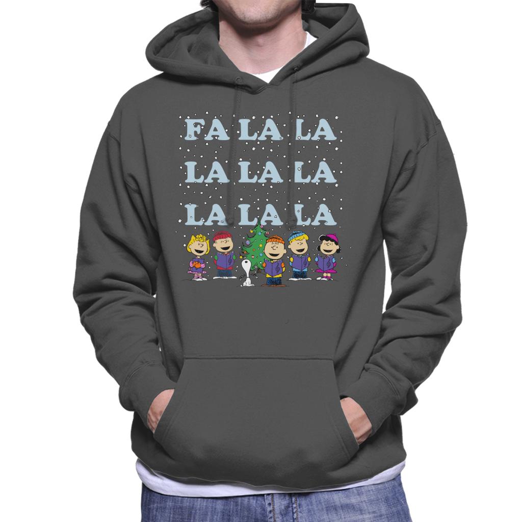 Peanuts-Fa-La-La-La-Christmas-Carol-Mens-Hooded-Sweatshirt