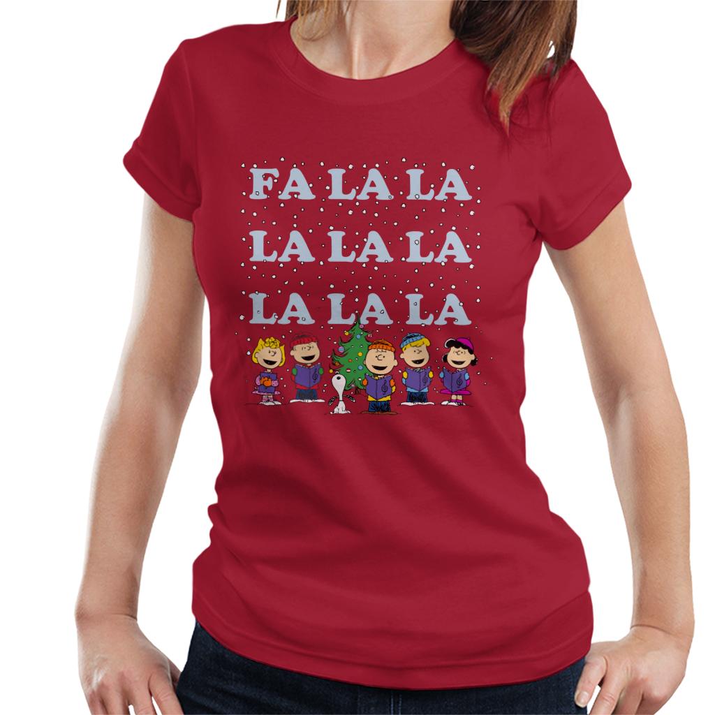 Peanuts Fa La La La Christmas Carol Women's T-Shirt-ALL + EVERY
