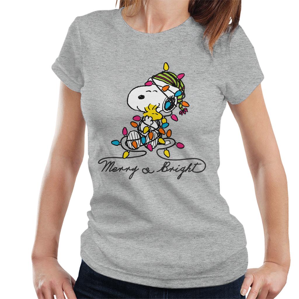 Peanuts-Merry-And-Bright-Snoopy-Christmas-Womens-T-Shirt