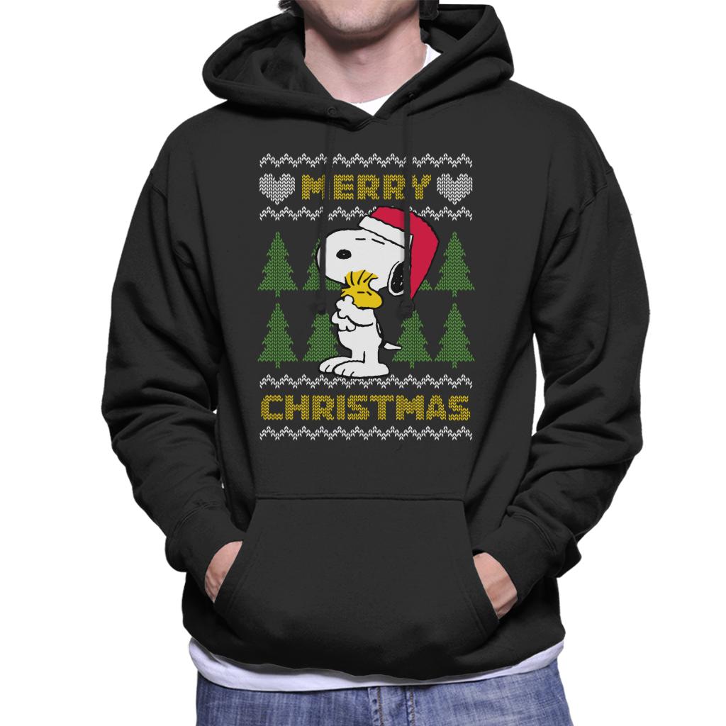 Peanuts-Snoopy-Hugs-Merry-Christmas-Knit-Pattern-Mens-Hooded-Sweatshirt