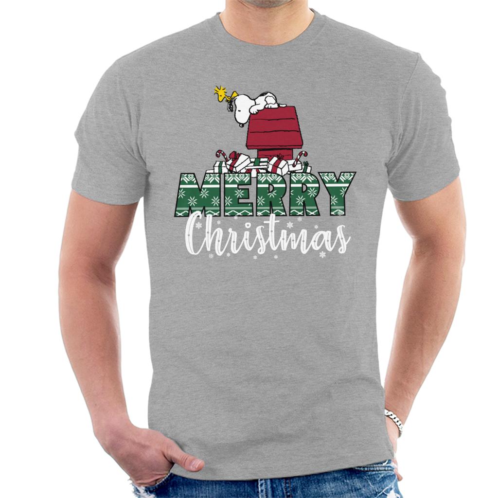 Peanuts-Snoopy-&-Woodstock-Merry-Christmas-Mens-T-Shirt