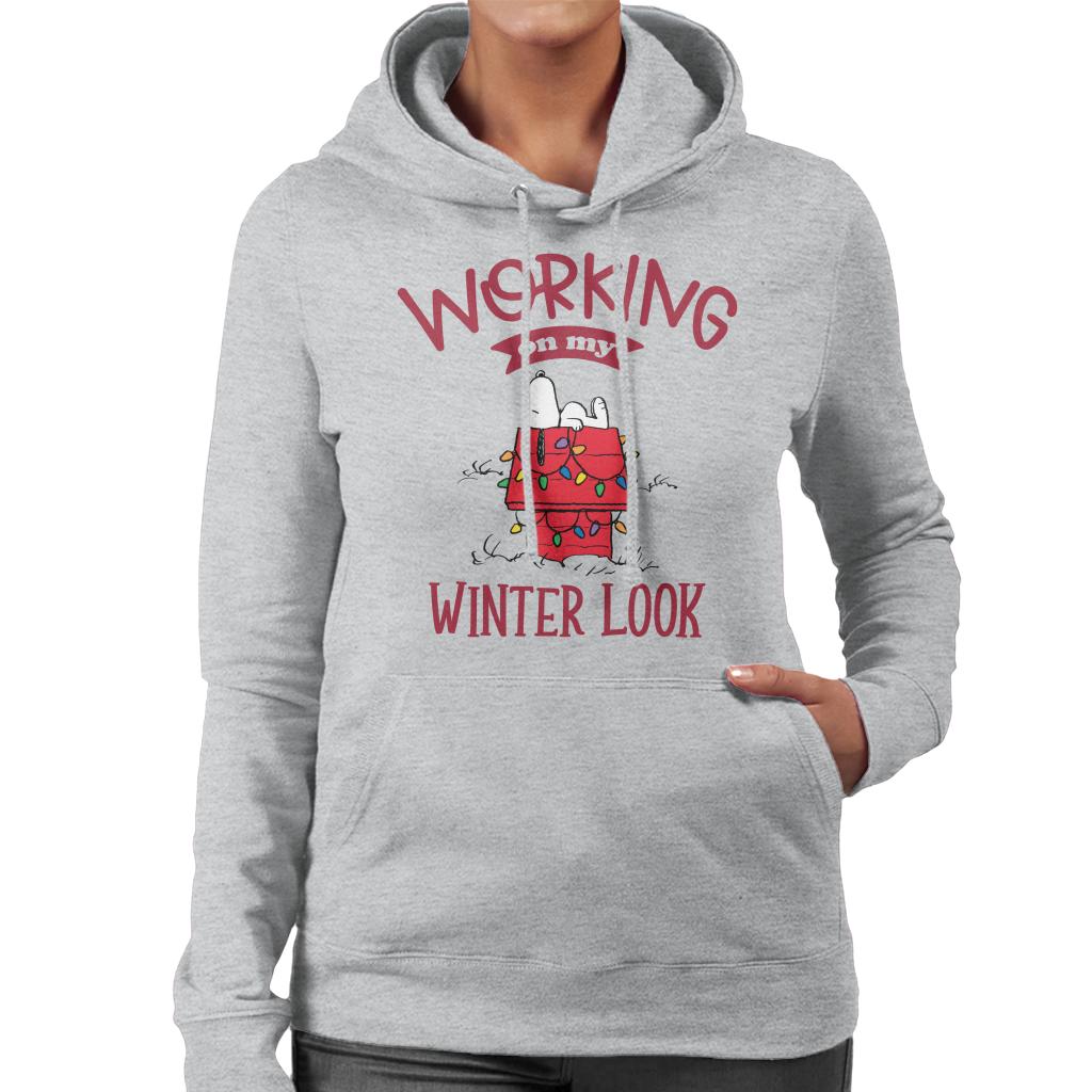 Peanuts-Working-On-My-Winter-Look-Womens-Hooded-Sweatshirt