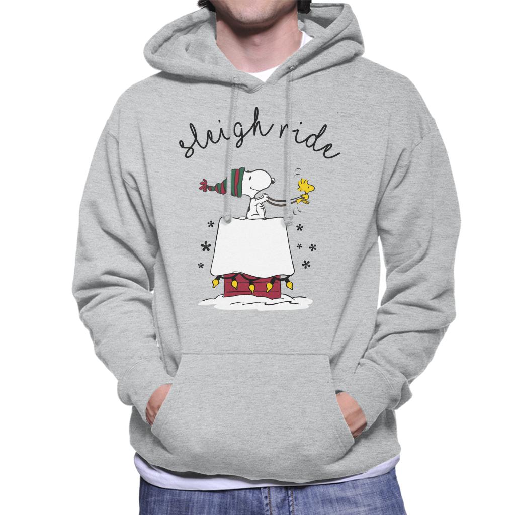 Peanuts-Sleigh-Ride-Christmas-Mens-Hooded-Sweatshirt