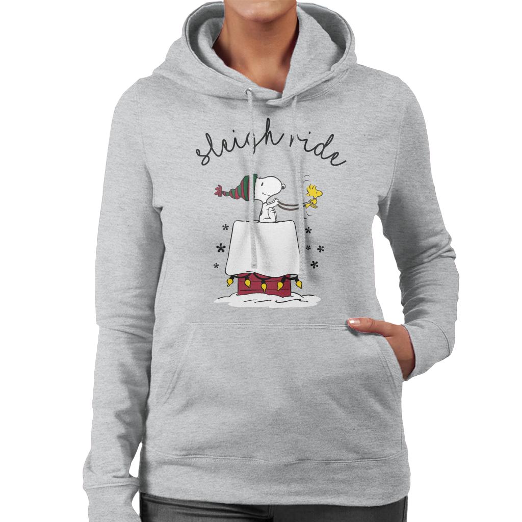Peanuts-Sleigh-Ride-Christmas-Womens-Hooded-Sweatshirt