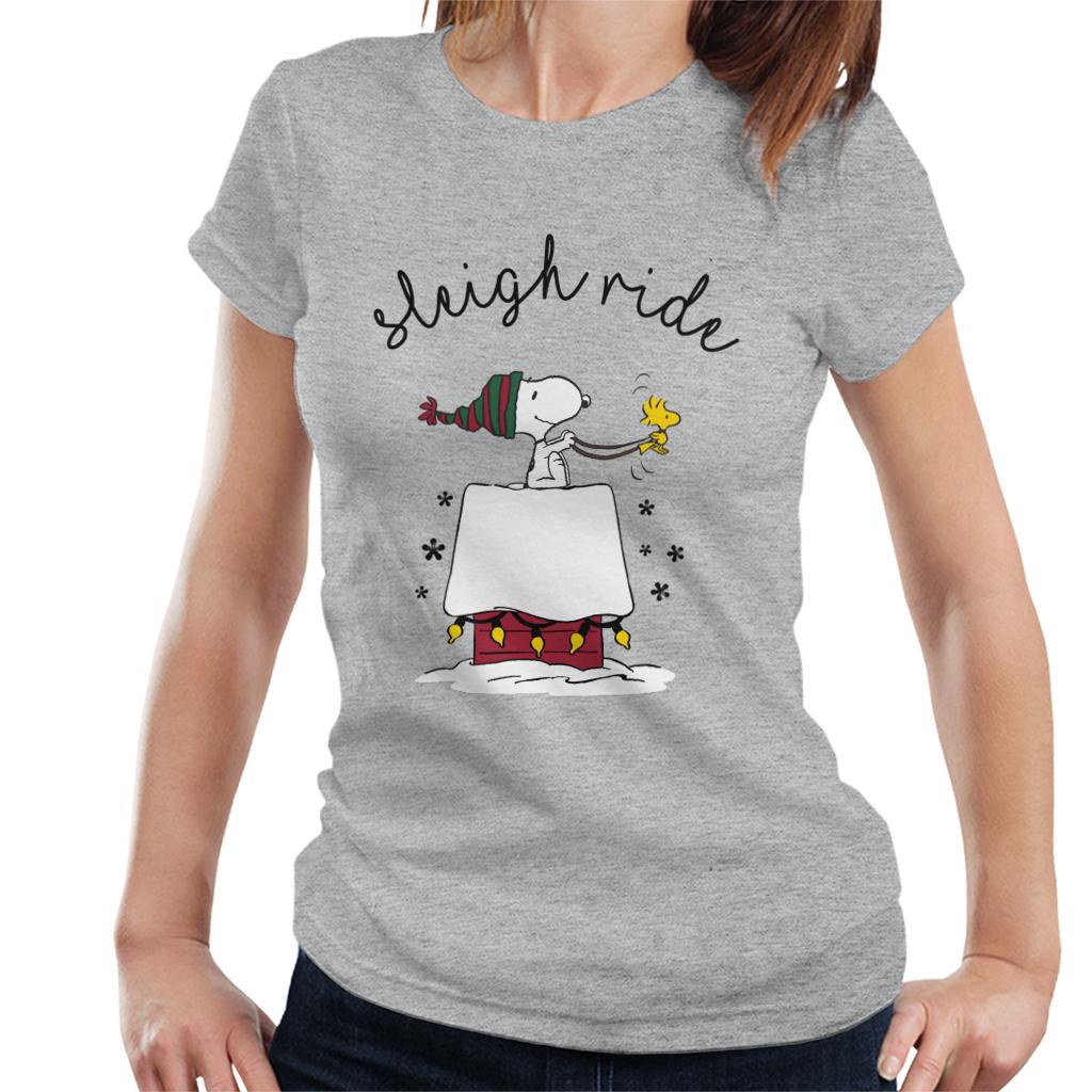 Peanuts-Sleigh-Ride-Christmas-Womens-T-Shirt