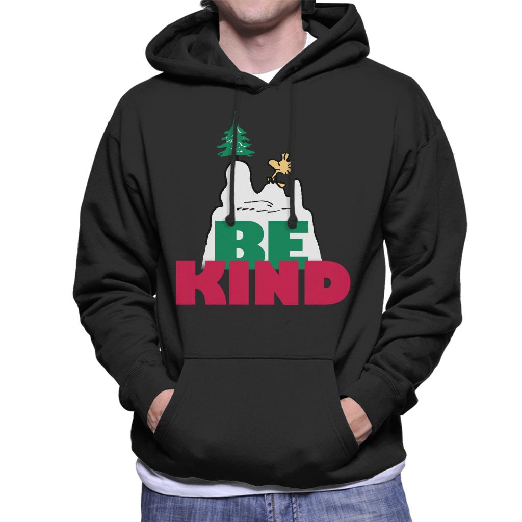 Peanuts-Woodstock-On-Snow-Mountain-Be-Kind-Mens-Hooded-Sweatshirt