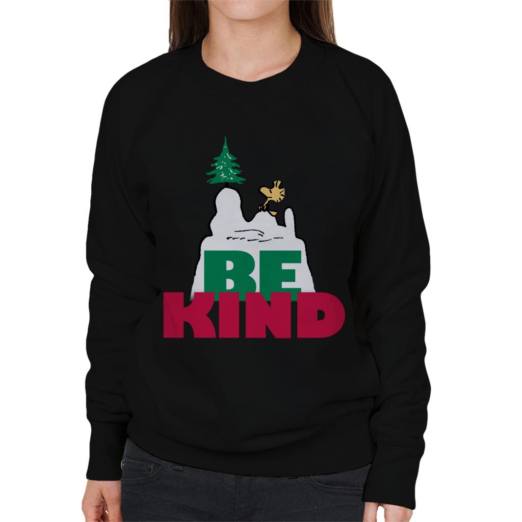 Peanuts-Woodstock-On-Snow-Mountain-Be-Kind-Womens-Sweatshirt