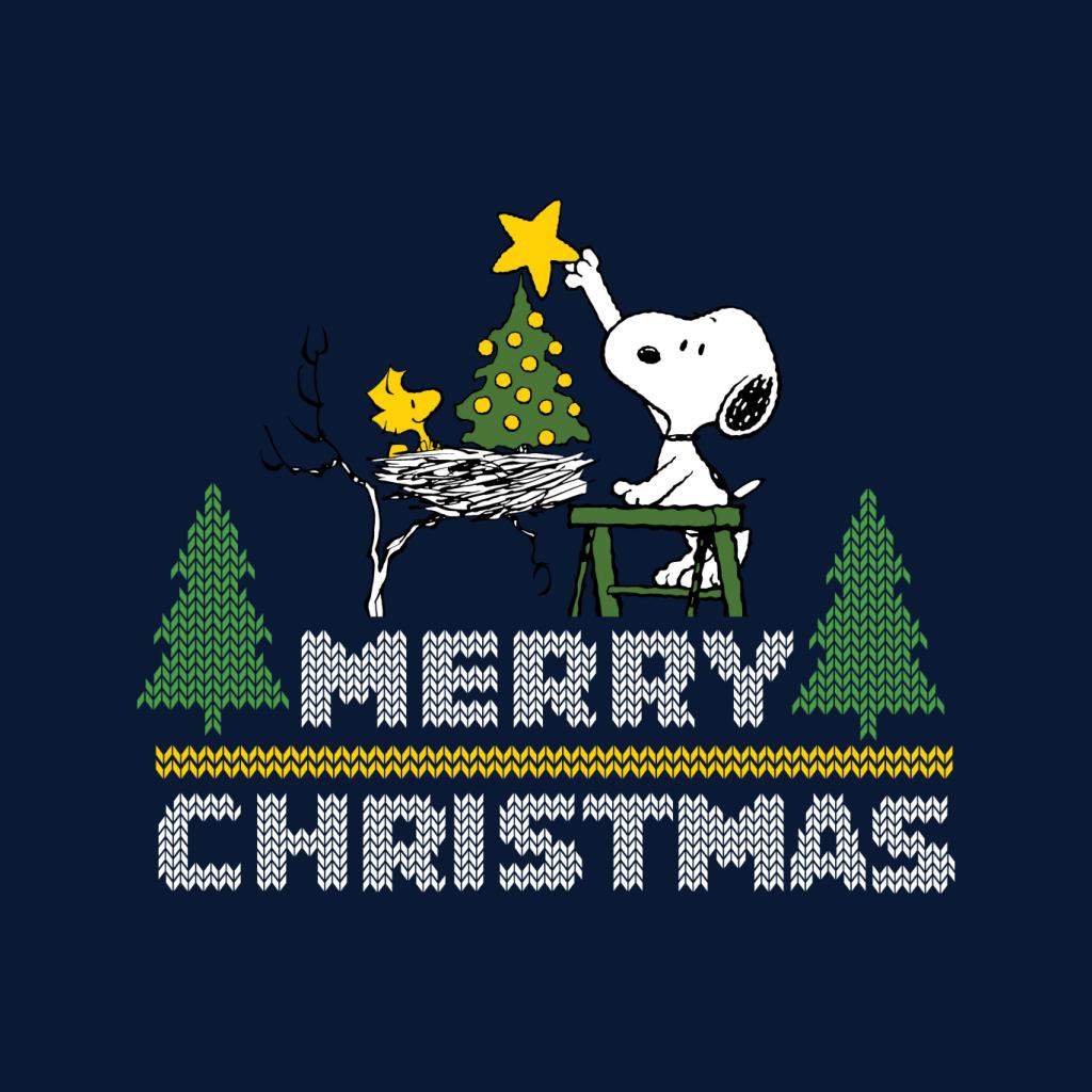 Peanuts Snoopy And Woodstock Decorating Xmas Tree Men's Sweatshirt-ALL + EVERY