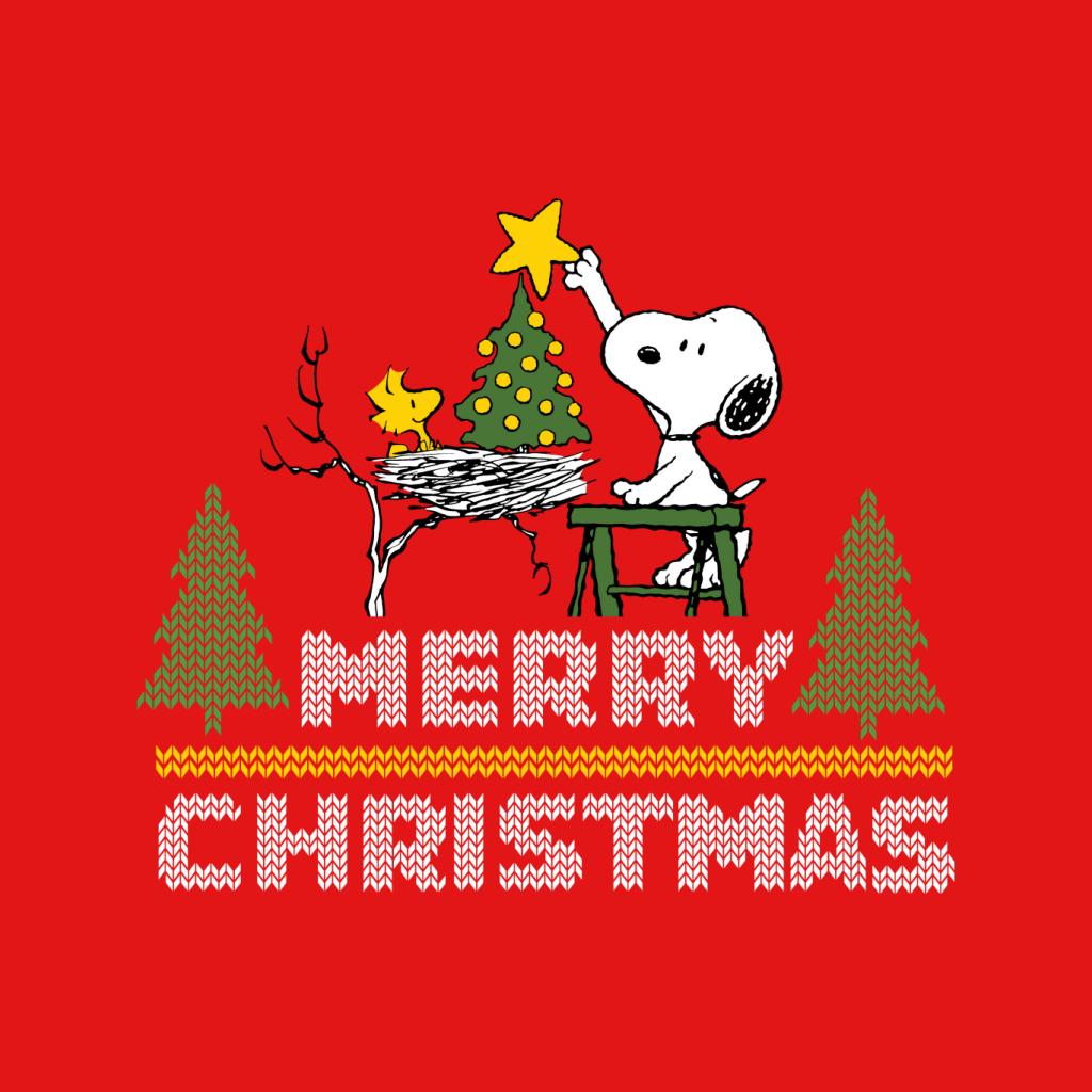 Peanuts Snoopy And Woodstock Decorating Xmas Tree Men's Sweatshirt-ALL + EVERY
