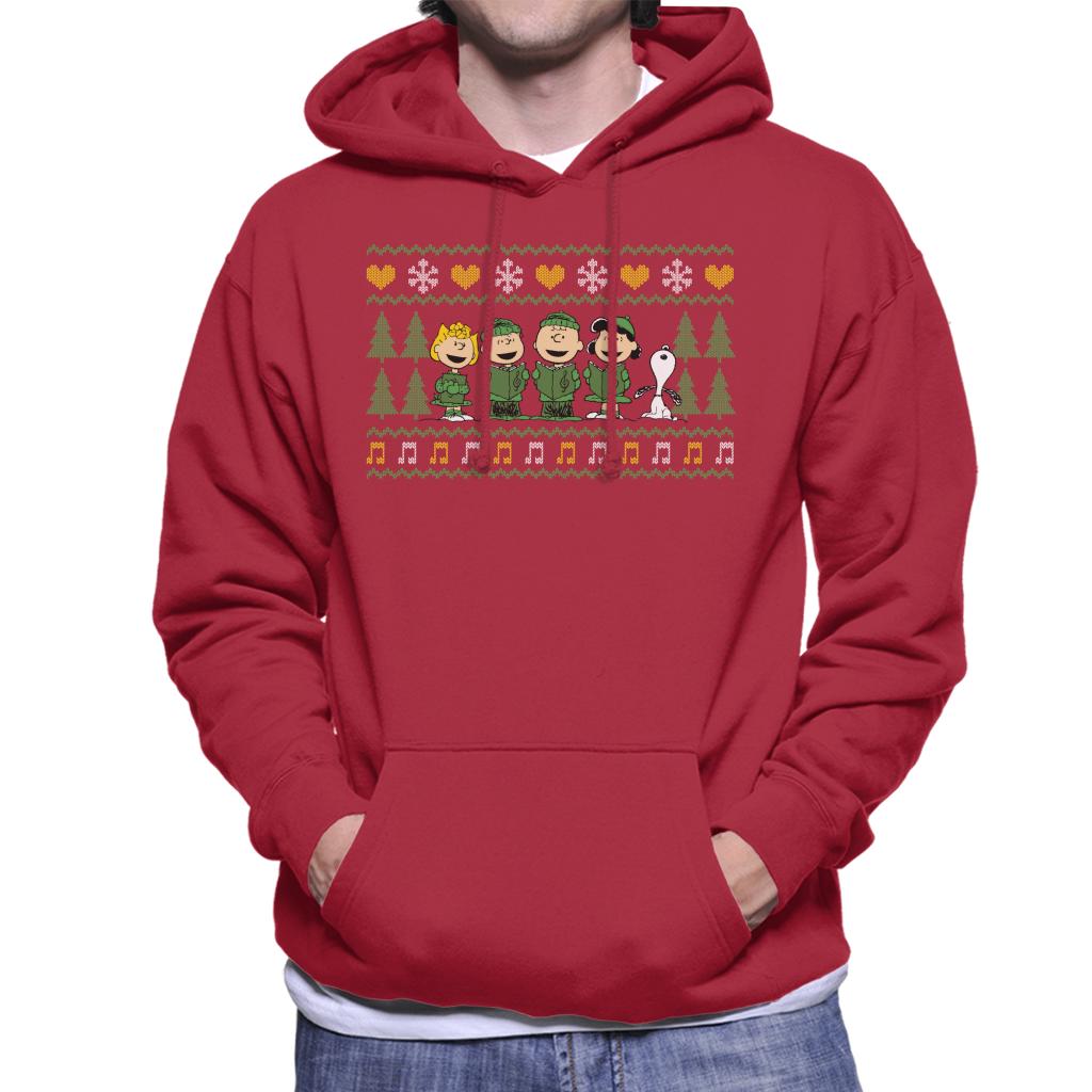 Peanuts Characters Xmas Choir Carol Men's Hooded Sweatshirt-ALL + EVERY